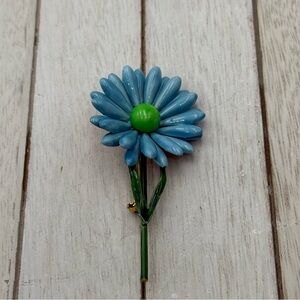 Original By Robert Vintage Enamel On Metal blue Flower Pin